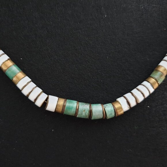 Vintage 1980s Southwestern Heishi-Style Shell & Chrysocolla Necklace - Picture 8 of 12